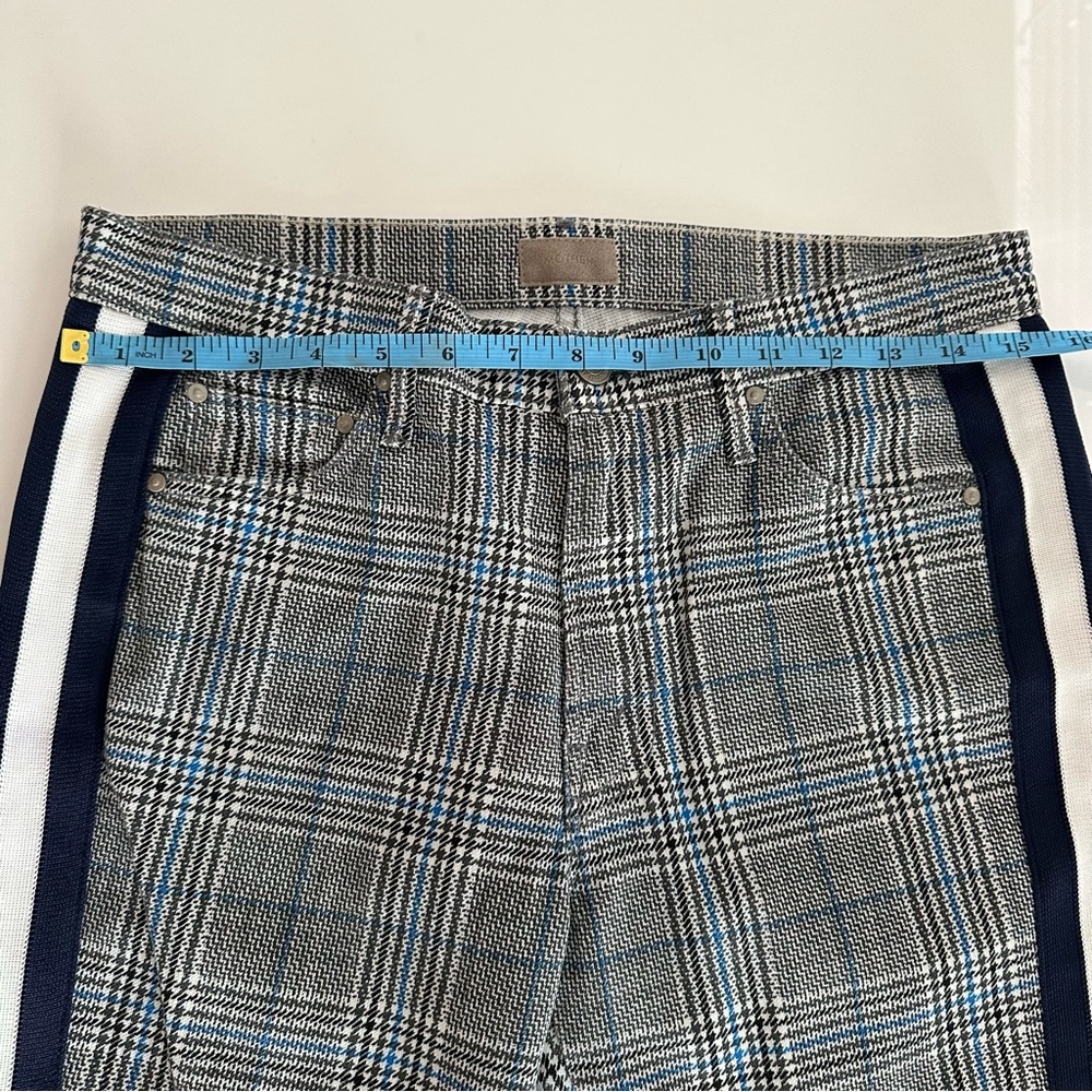 MOTHER Plaid Ankle Pants Jeans with Navy Stripes 29 - Picture 11 of 12